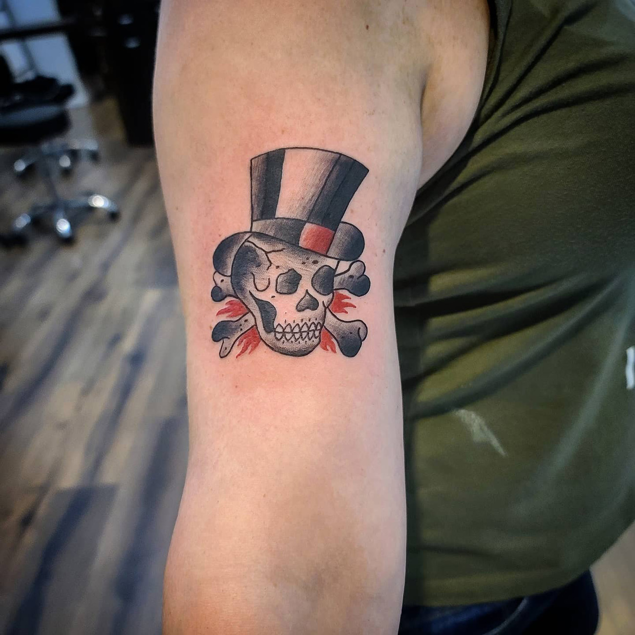 American Traditional Skull Tattoo